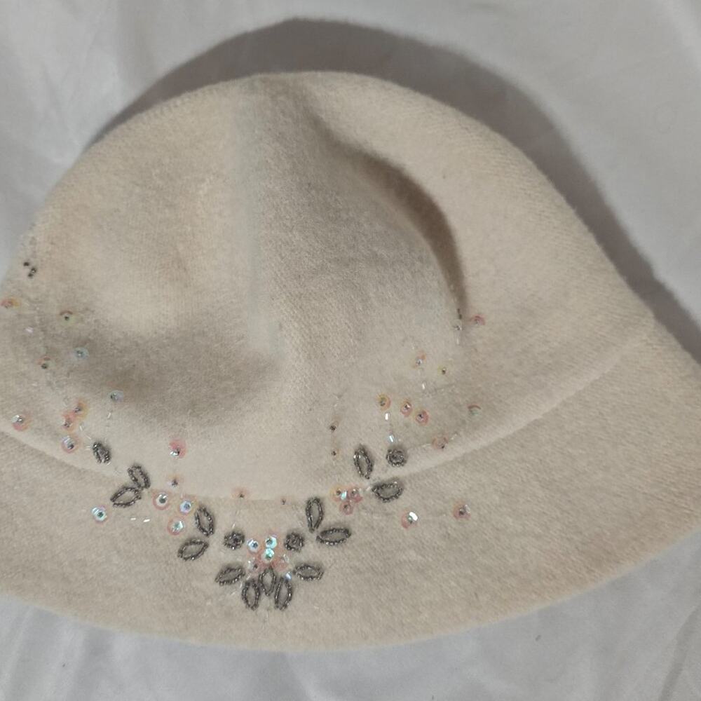Nine West Cream and Ivory Sequin Bucket Hat